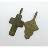 Two bronze Viking crosses, found in Russia