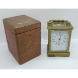 A French carriage clock, with case