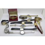 A collection of wristwatches including a boxed Rotary, Seiko, Lorus and Worldtime