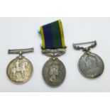 Three medals; WWI British War Medal to PS-8852 Pte W E Morgan R Fus, an Edward VII For Long