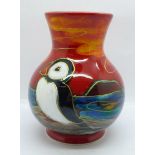 Anita Harris Art Pottery, Trojan vase in the Puffin design, signed in gold on base, 15cm