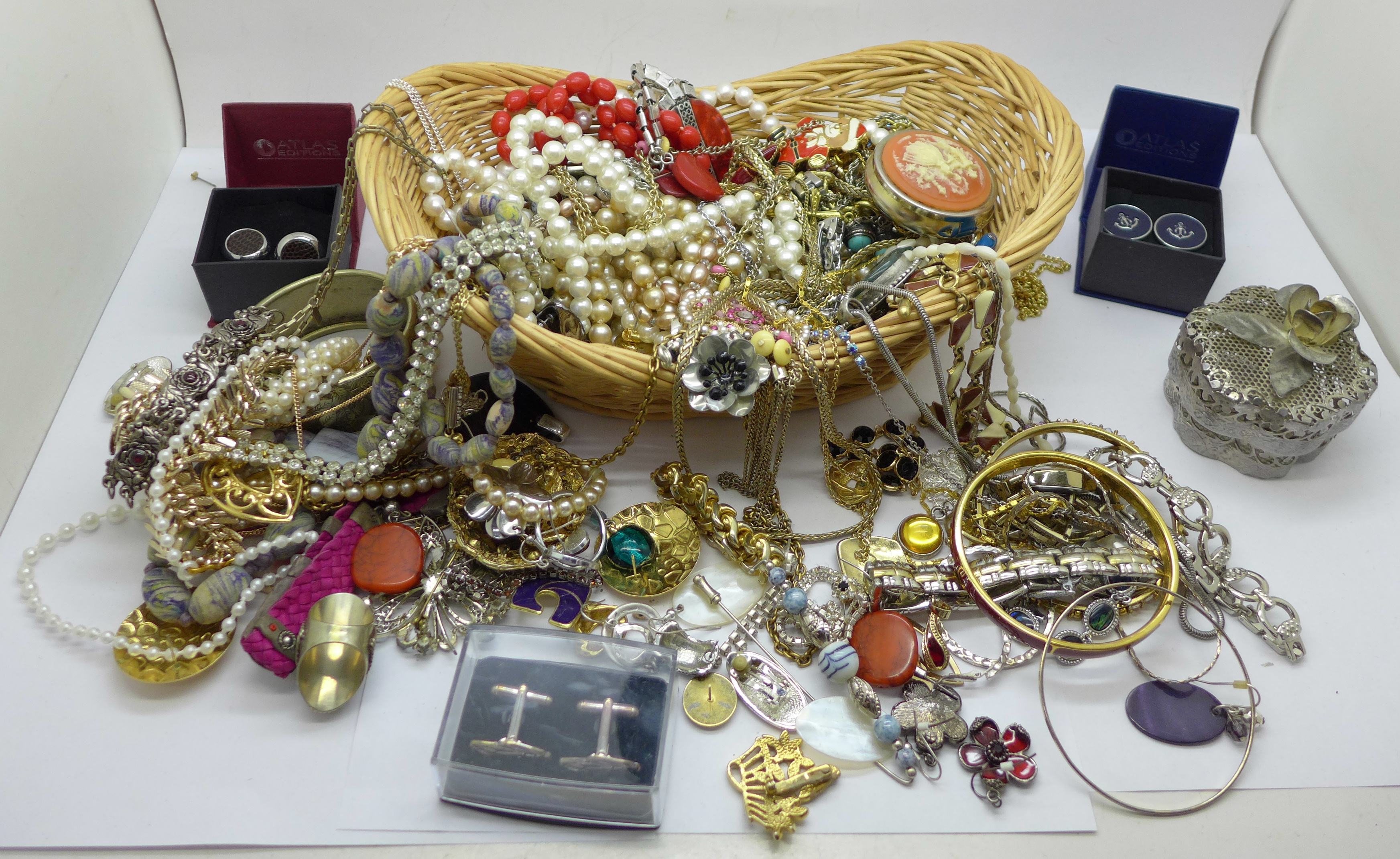 A basket of costume jewellery