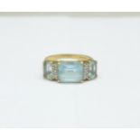 A 9ct gold and blue stone ring, 3.6g, O