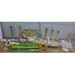 A collection of brassware and plated ware **PLEASE NOTE THIS LOT IS NOT ELIGIBLE FOR POSTING AND