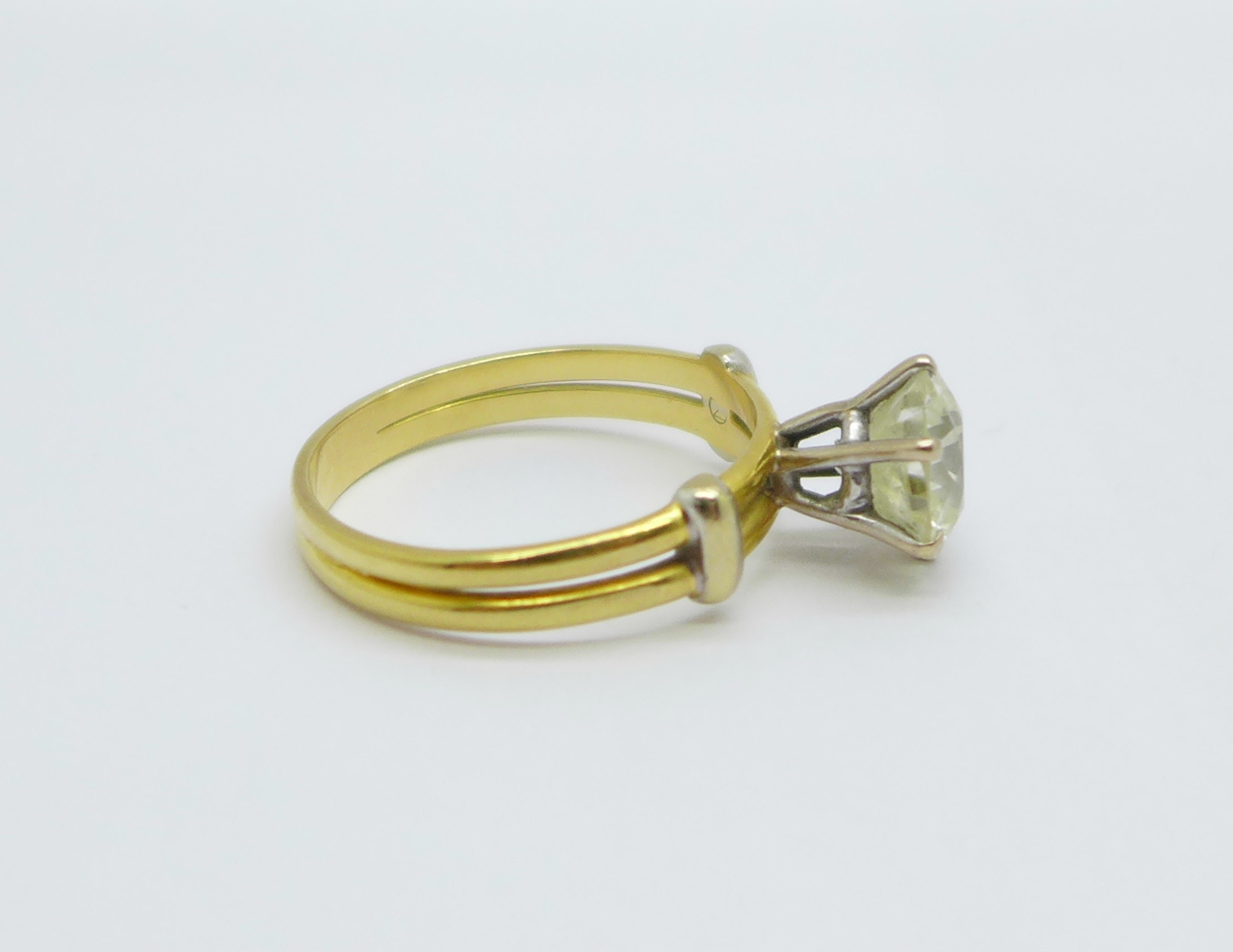 A solitaire diamond ring, approximately 3.3carat weight, set in yellow metal - Image 5 of 5