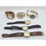 Six wristwatches; Sekonda, Avia, Rotary, Timor, Venus and Seiko