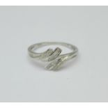 A 9ct white gold and diamond ring, approximately 32 diamonds, 2g, Q