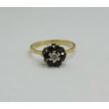 A 9ct gold cluster ring, 2.7g, U