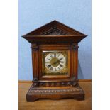 A 19th Century German Junghans oak architectural cased oak mantel clock