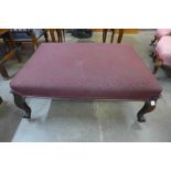 A 19th Century French rosewood and fabric upholstered footstool