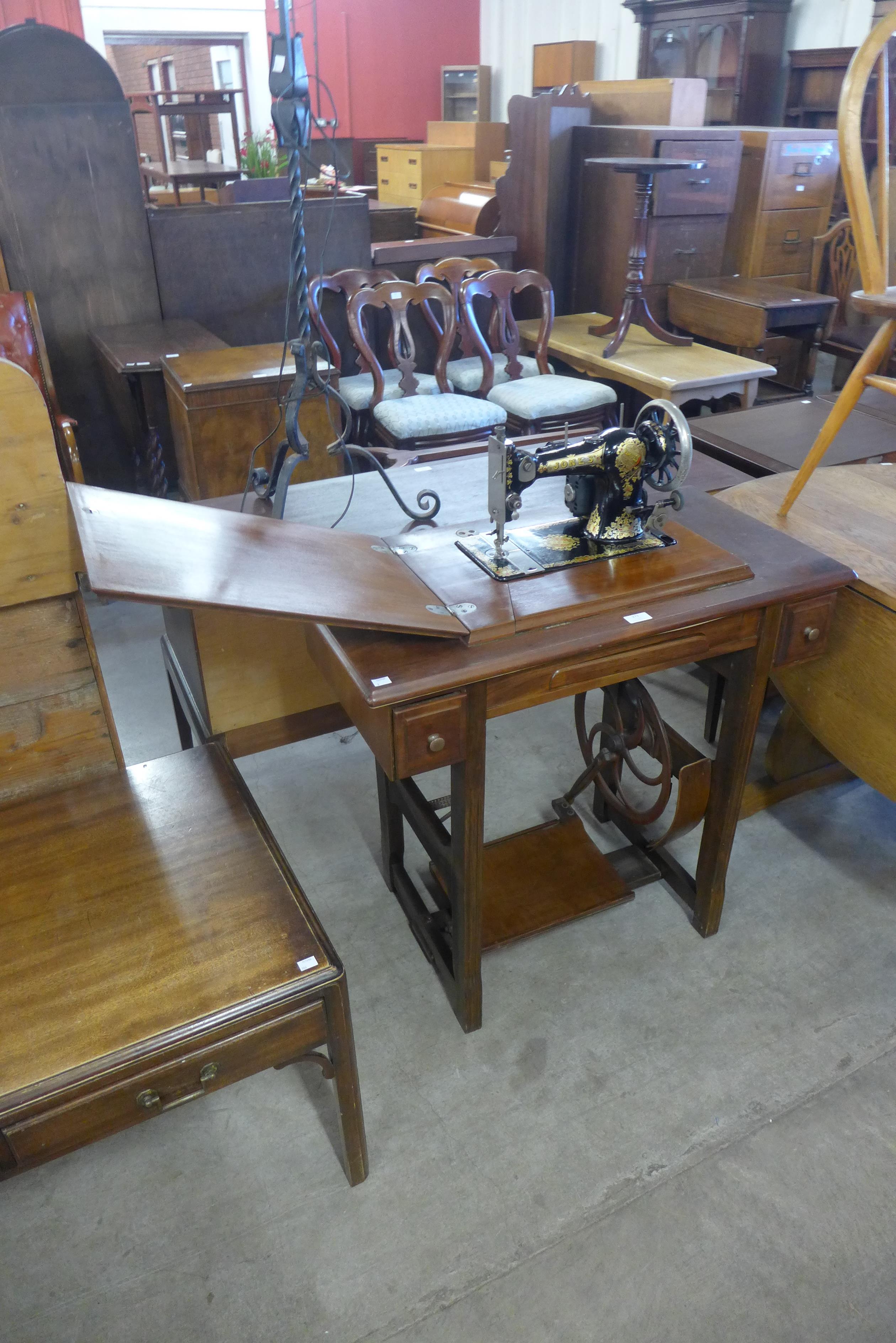 A Jones treadle sewing machine