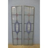 Two coloured glass window panes