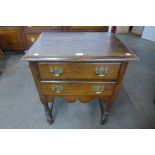 A George III style oak two drawer side tabe