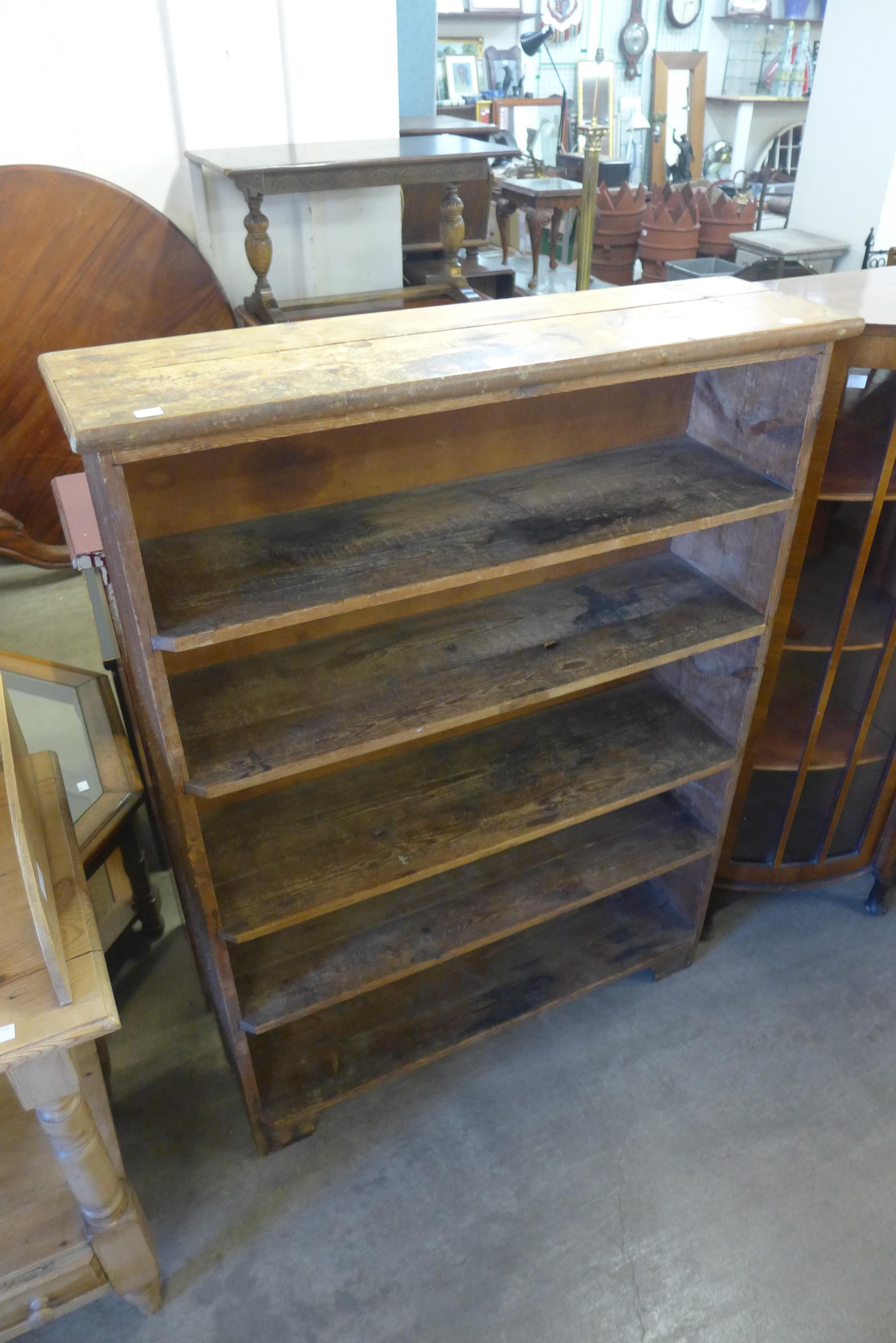 A Victorian pine open bookcase