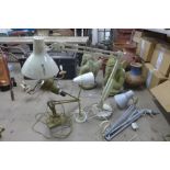 Four vintage industrial anglepoise lamps