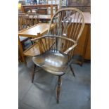 An elm and beech highback Windsor armchair