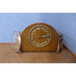 An Art Deco oak mantel clock