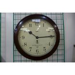 A 1950's mahogany circular military wall clock dial signed Smiths English Clocks Ltd., London