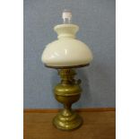 A Victorian brass oil lamp