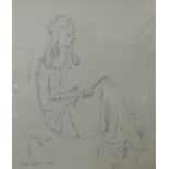 George Butler (1904 - 1999), study of a seated female, pencil sketch, 37 x 33cms, framed