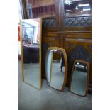 Three teak framed mirrors