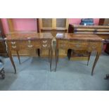 A pair of French Louis XV style kingwood and marquetry effect lady's dressing tables