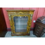 A Victorian walnut, gilt metal and marquetry inlaid pier cabinet