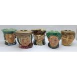 Five Royal Doulton character ash pots