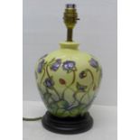 A Moorcroft table lamp, height without base and fitting 17.5cm