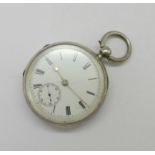 A silver cased fusee pocket watch, Wison, Bristol, (rear case fastener requires repair)