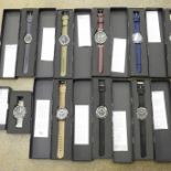 Ten modern wristwatches, boxed