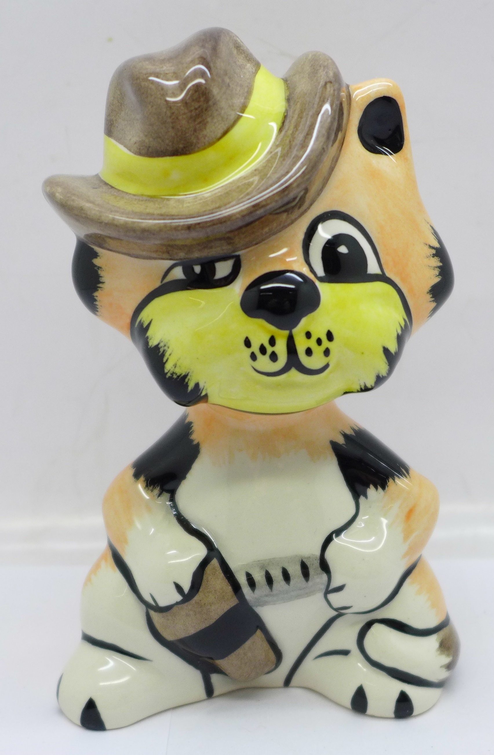 A Lorna Bailey Duke the Cat (John Wayne), signed on the base, 13cm