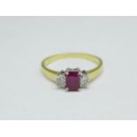 An 18ct gold, ruby and diamond ring, 3.4g, R