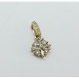 A small 9ct gold and diamond pendant, 0.7g