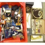 A collection of fashion jewellery and wristwatches, two Rotary, Sekonda, etc.