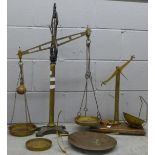 Class B brass and cast iron balance scales with spare arm and pan and another set **PLEASE NOTE THIS