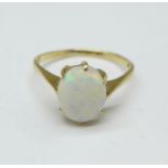 A 9ct gold and opal ring, 1.7g, O