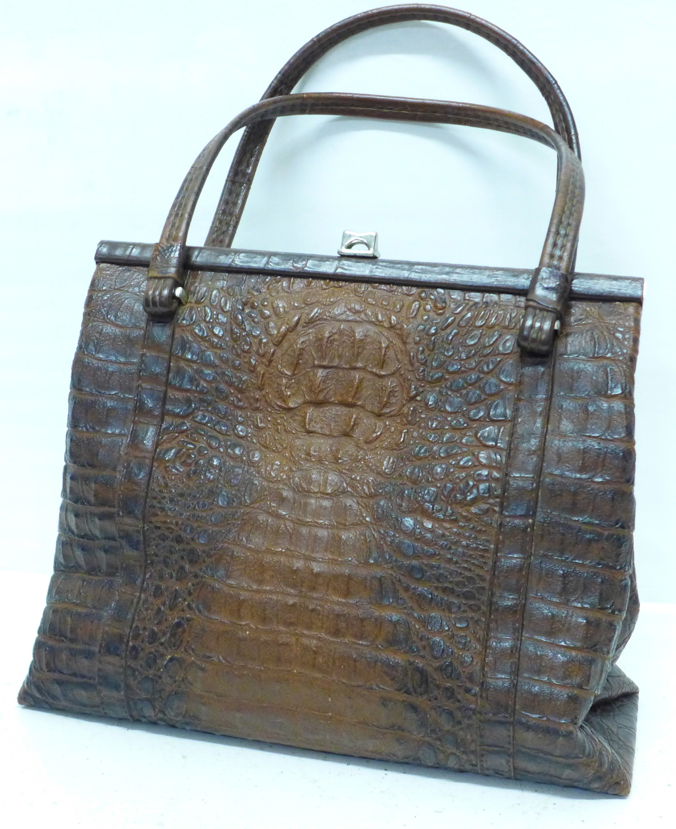 A Rieke vintage faux crocodile skin handbag