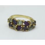 A 9ct gold stone set ring, 3.2g, L