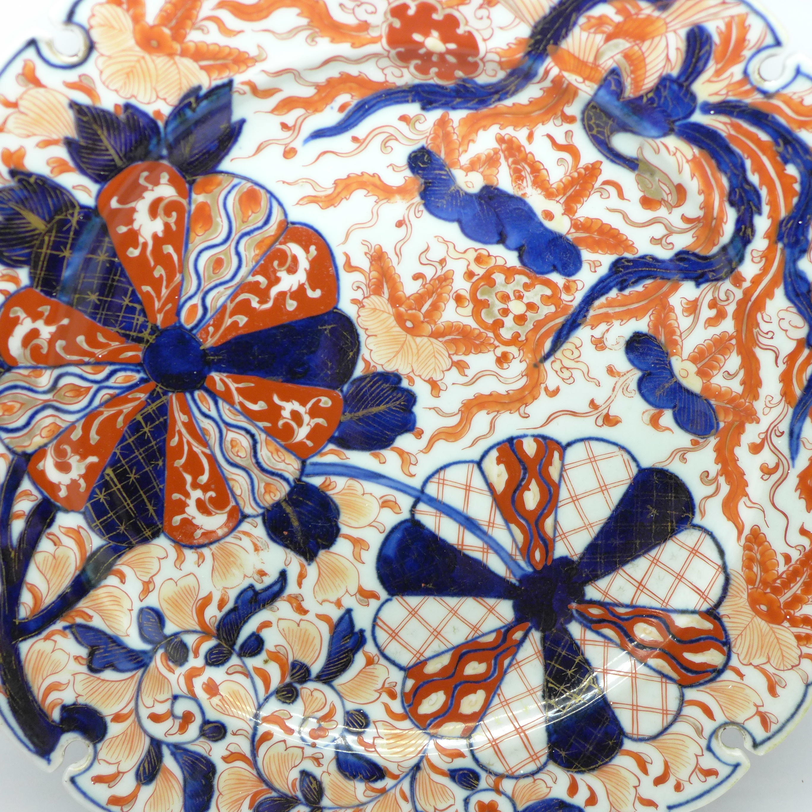 A large Imari dish, rim restored, 31cm - Image 2 of 3