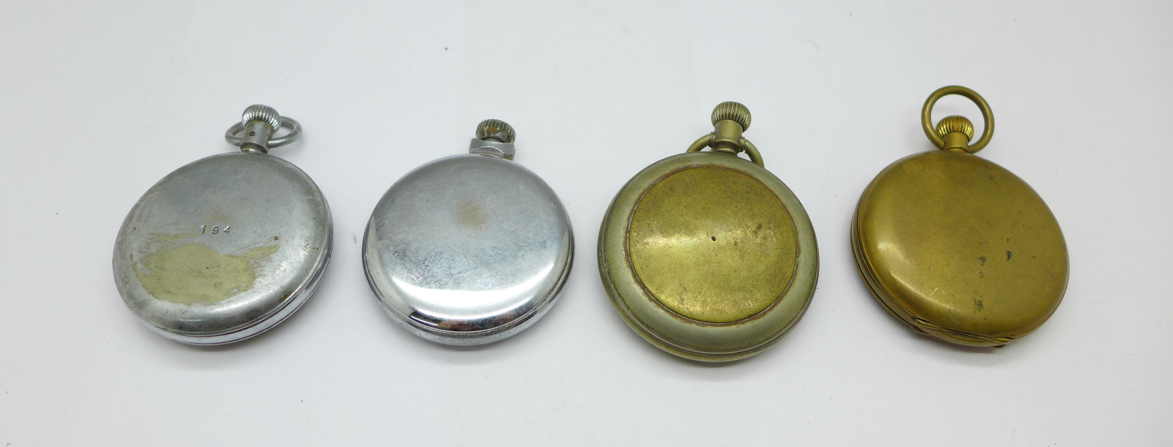 Three pocket watches, Medana, Smiths Empire and The Waterbury Watch Co., and a Smiths stop-watch, - Image 4 of 4