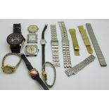 A collection of watches including Citron, Roamer, Timex, Ingersoll and watch bracelets