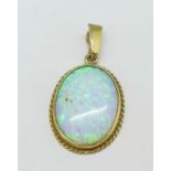 A 9ct gold and simulated opal pendant, 3.6g, width 17mm