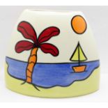 A Lorna Bailey purse vase in the 'Tropicana? Design, 'Lorna Bailey' signature on the base, 13.5cm