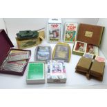 Four Top Trumps card games, other playing cards including footballers and an Airfix model