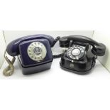 Two vintage telephones, one produced to commemorate the Silver Jubilee of Queen Elizabeth II