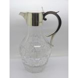 A silver mounted glass wine carafe, London 1905, Goldsmiths & Silversmiths