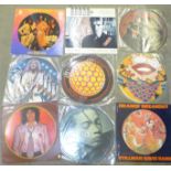 Fifteen picture disc LP records, The Beatles, Jefferson Starship, Sting, etc.