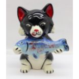 A Lorna Bailey Pikey the Cat, signed on the base, 13cm