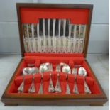 A George Butler of Sheffield wooden canteen of silver plated cutlery, King's pattern, (44 pieces)